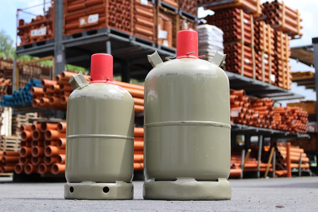 Clean gas bottles ready for refill